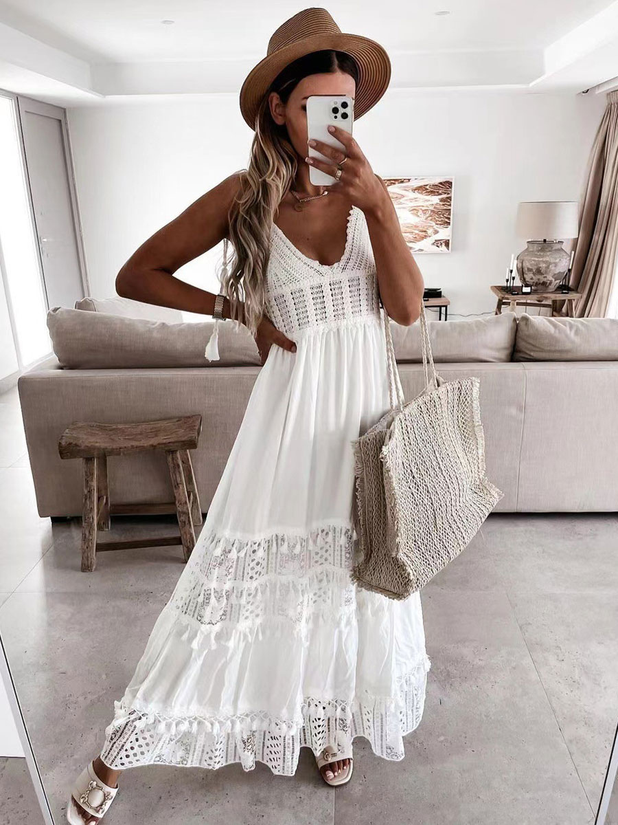 V-Neck Maxi Dress Floor Length Dress