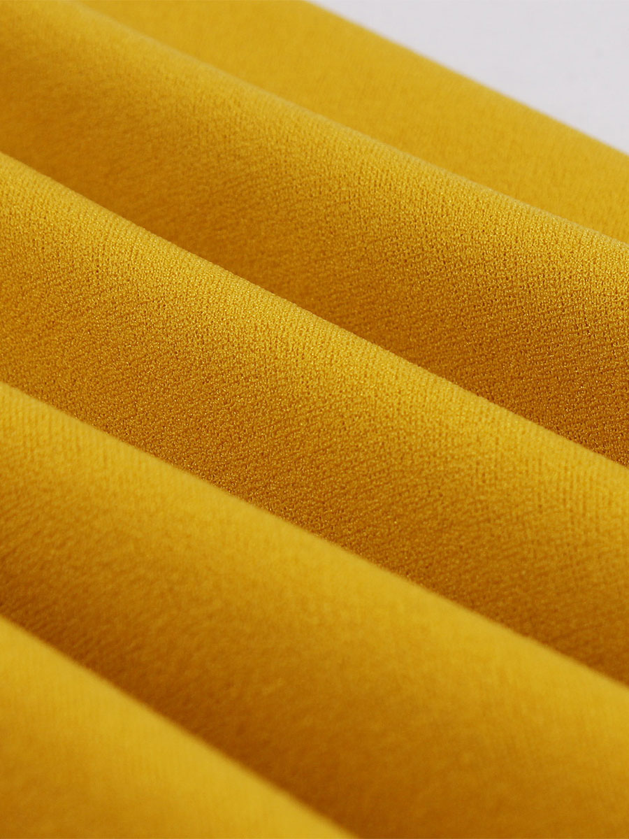 Vintage Dress 1950s Audrey Hepburn Style Yellow Polka Dot Woman's Long Sleeves Swing Dress