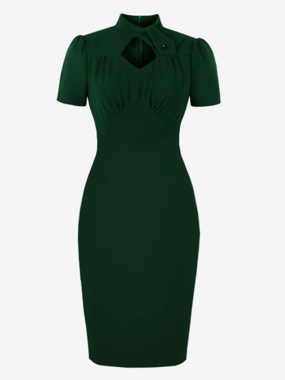 Bodycon Dresses Dark Green Casual Short Sleeves Pencil Dress