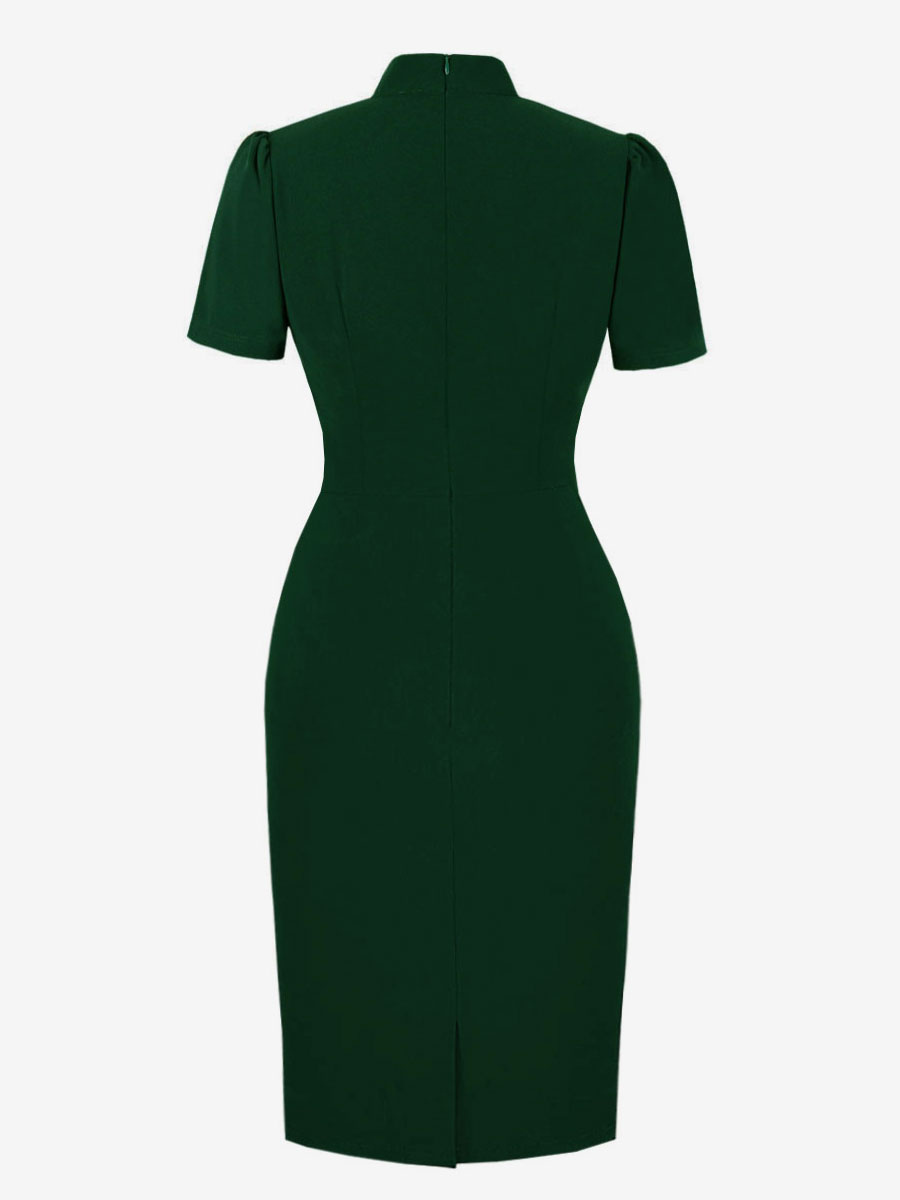 Bodycon Dresses Dark Green Casual Short Sleeves Pencil Dress