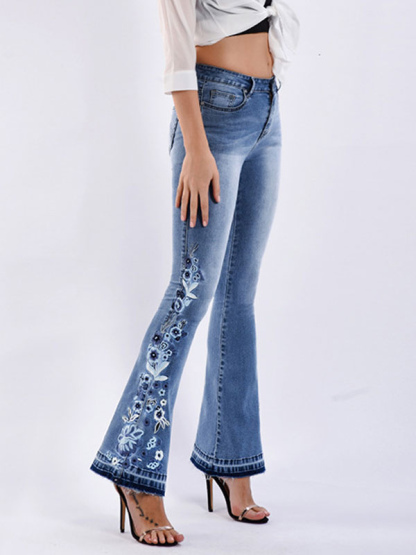 Bootcut Jeans for Women Vintage Embroidered Mid Rise Flare Bottoms 2024
