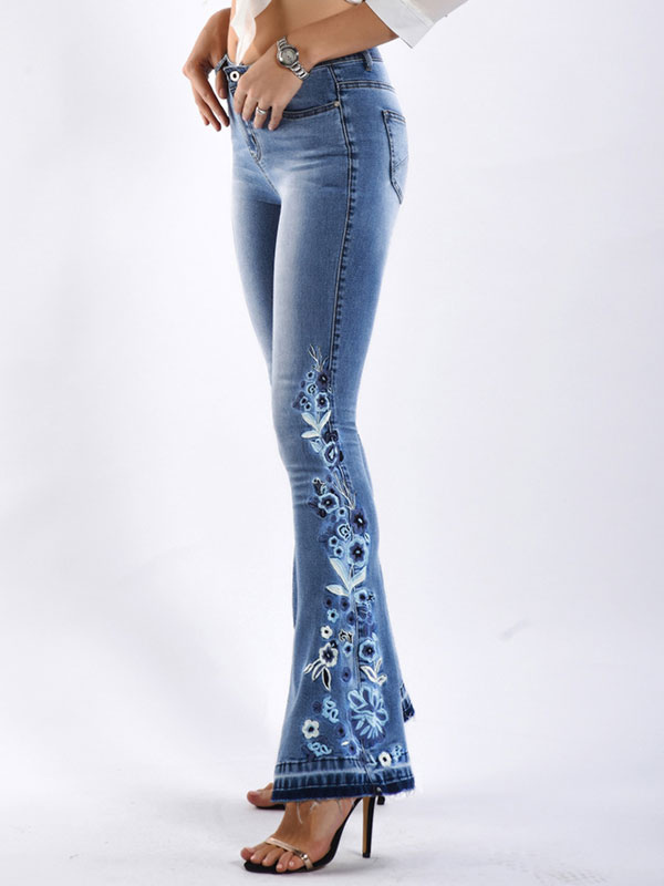 Bootcut Jeans for Women Vintage Embroidered Mid Rise Flare Bottoms 2024