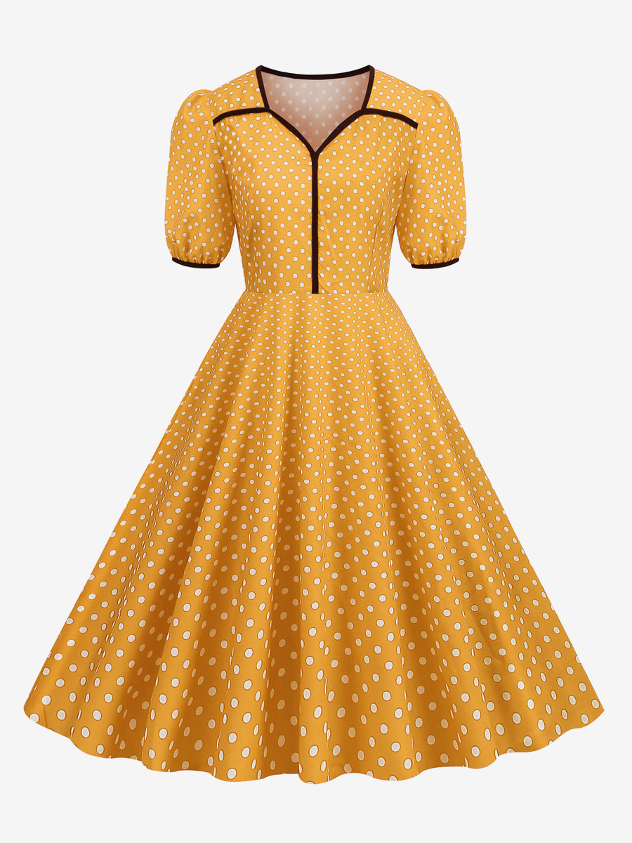 Retro Dress 1950s Audrey Hepburn Style Pink Short Sleeves Sweetheart Neck Swing Dress