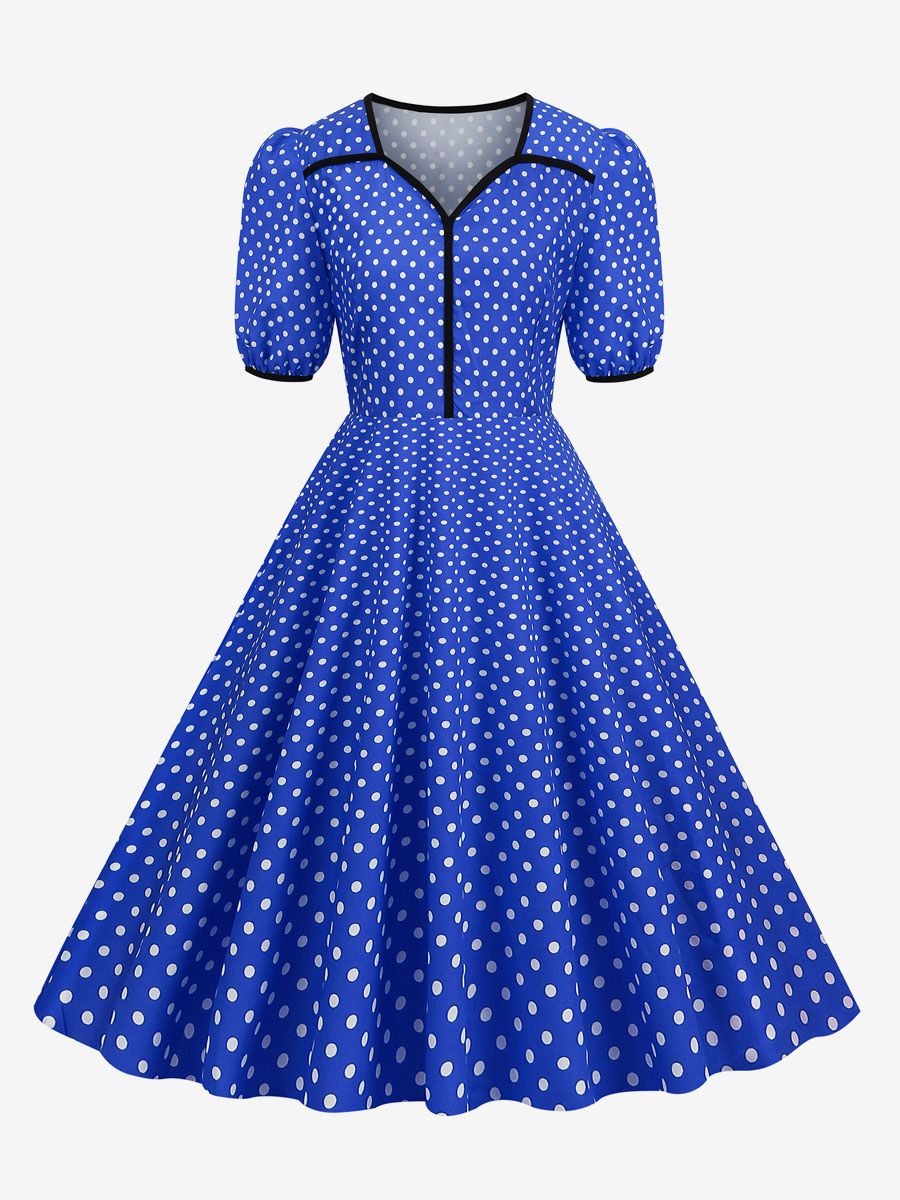 Retro Dress 1950s Audrey Hepburn Style Pink Short Sleeves Sweetheart Neck Swing Dress