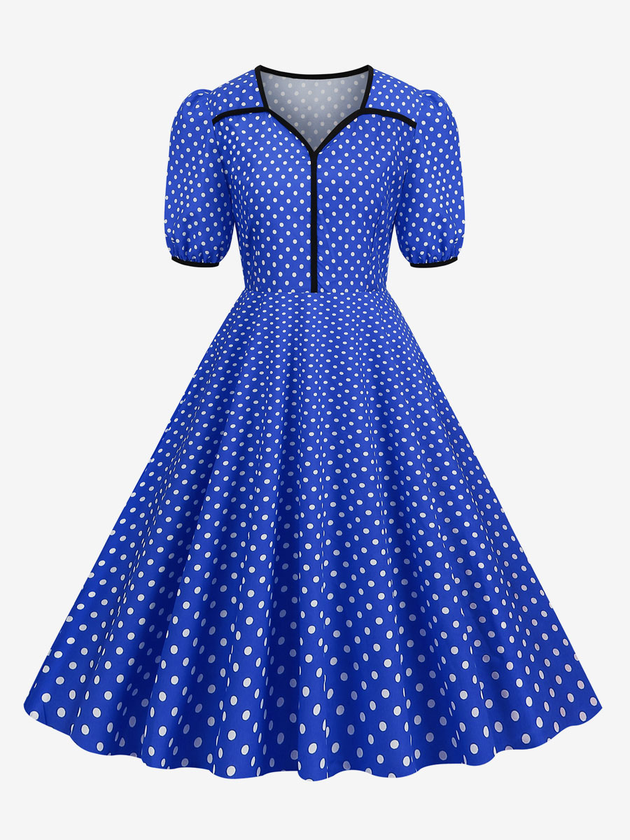 Retro Dress 1950s Audrey Hepburn Style Pink Short Sleeves Sweetheart Neck Swing Dress