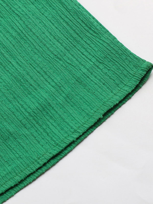 Shift Dresses Green V-Neck Lace Up Polyester Oversized Adult's Modern Tunic Dress