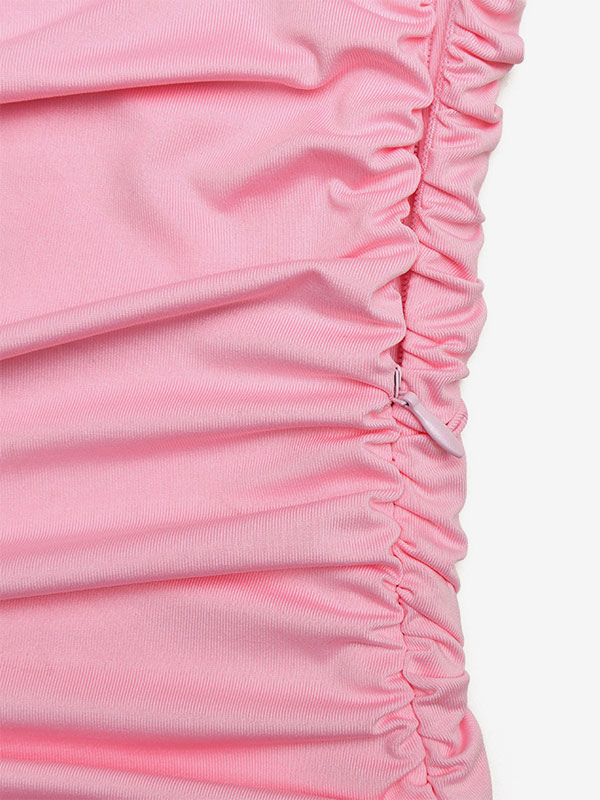 Party Dresses Pink Pleated Sleeveless Irregular Hem Semi Formal Dress