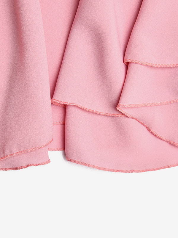 Party Dresses Pink Straps Neck Ruffles Chic Summer Midi Dress
