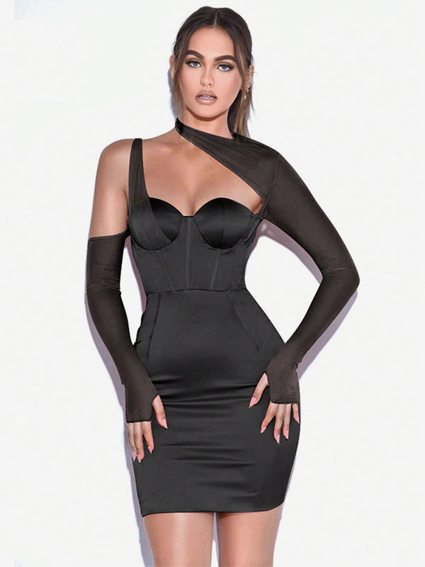Bodycon Dresses Sweetheart Neck Asymmetrical Chic Pencil Dress
