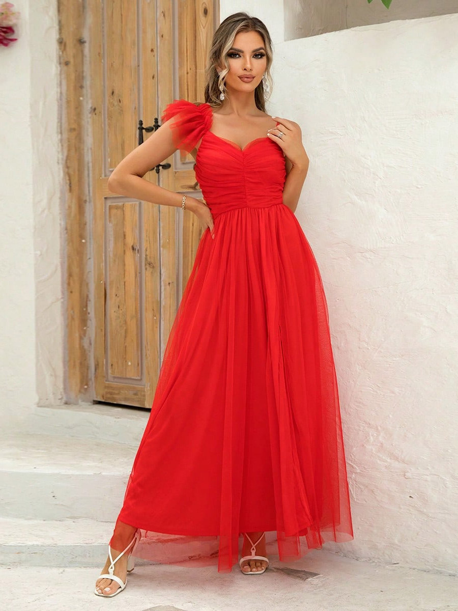 Party Dresses Light Sky Blue V-Neck Sleeveless Semi Formal Dress