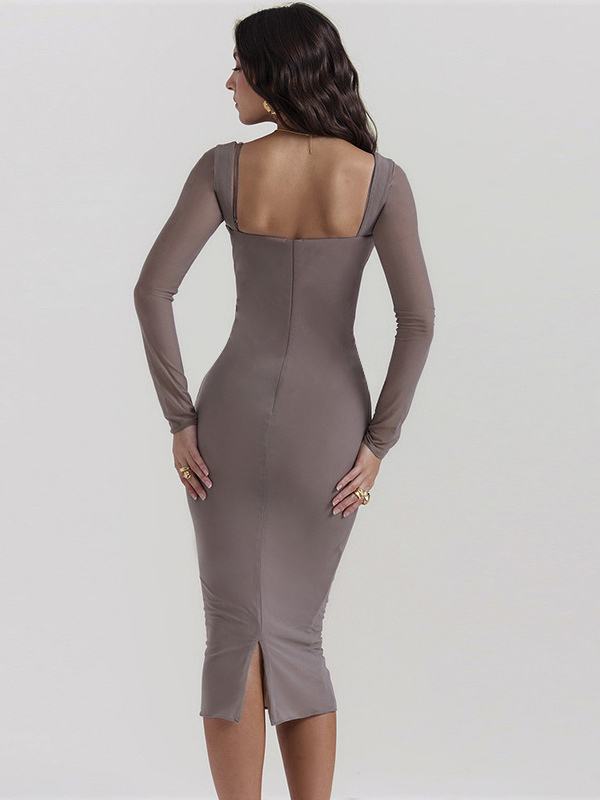 Bodycon Dresses Sweetheart Neck Backless Low-Slit Pencil Dress