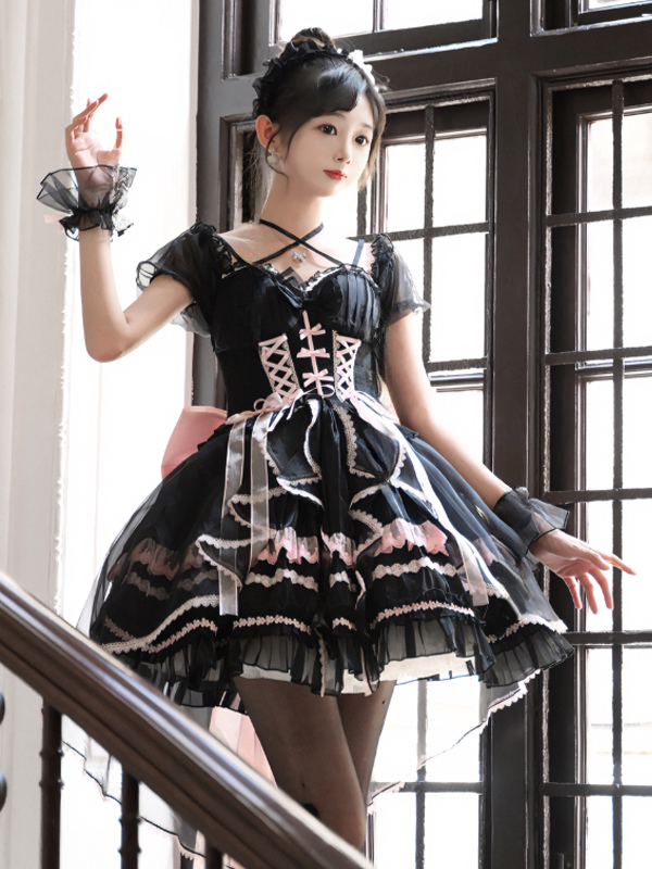 Back to school Sweet Lolita Jsk Dress Glaze Fantasy Sleeveless Ruffle Embroidery Bowknot 4 Colors