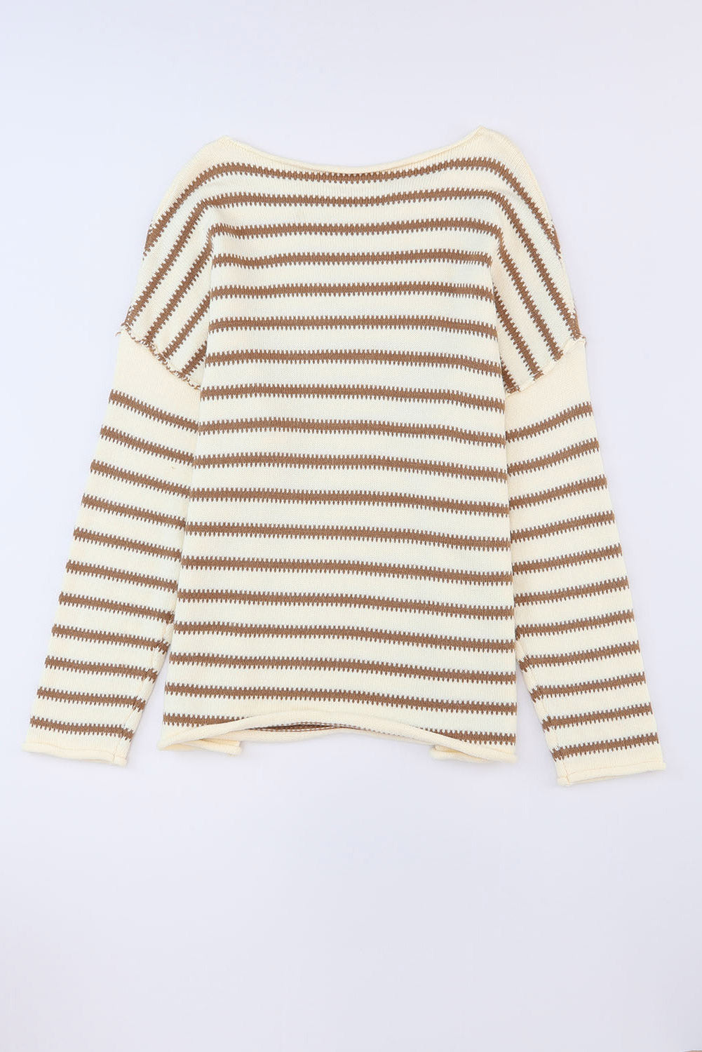 Yellow Striped Drop Shoulder Oversized Sweater-yoyobikini