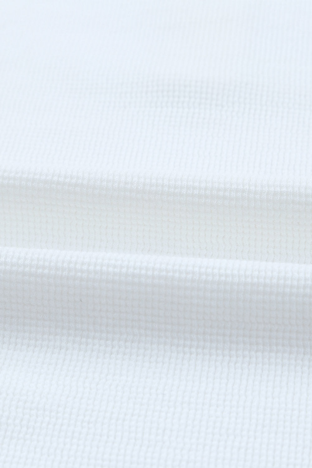 White Waffle Knit Henley Top-yoyobikini