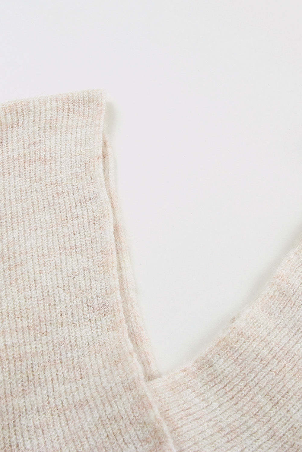 Apricot Criss Cross Wrap Plunging Neck Sweater