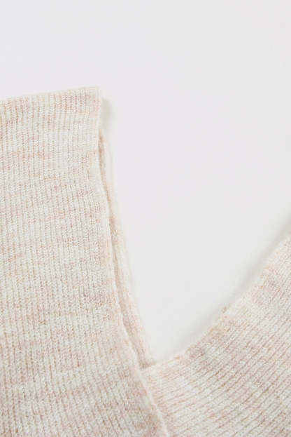 Apricot Criss Cross Wrap Plunging Neck Sweater