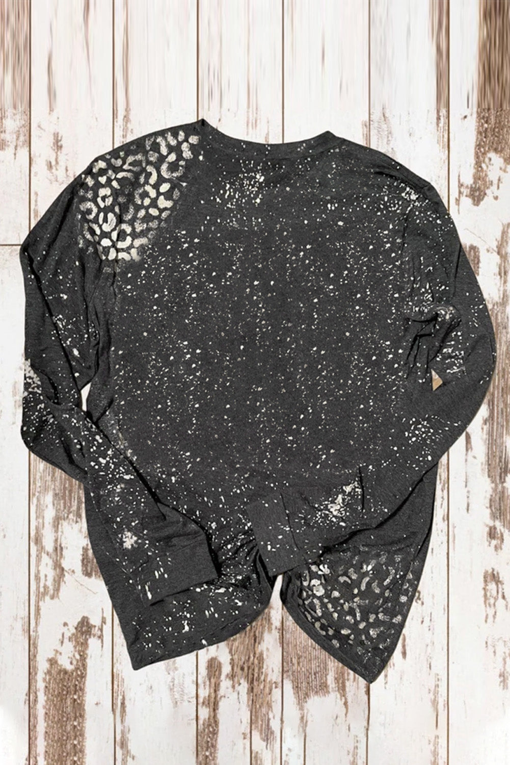 Black Retro Bleached Leopard Spot Pullover-yoyobikini