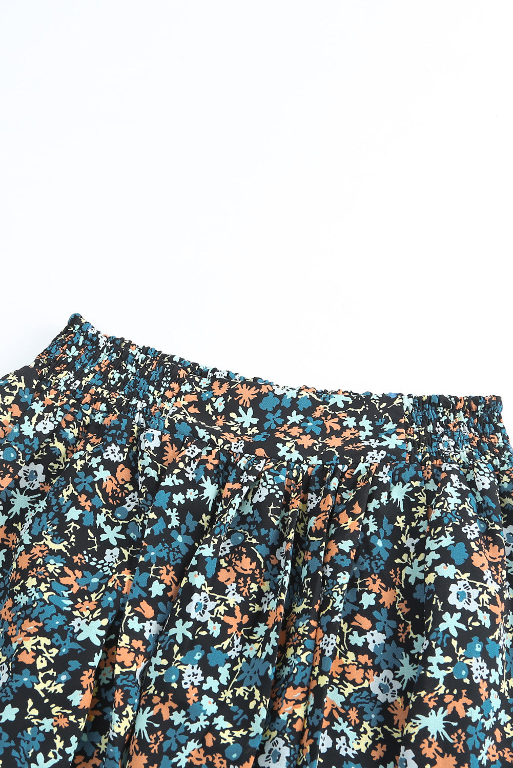 Multicolor Floral Ruffled Crop Top and Maxi Skirt Set-yoyobikini