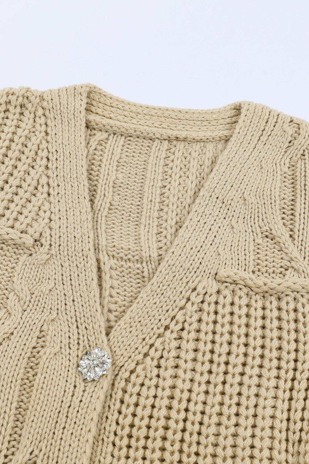 Apricot Buttons Front Patterned Texture Knit Cardigan-yoyobikini