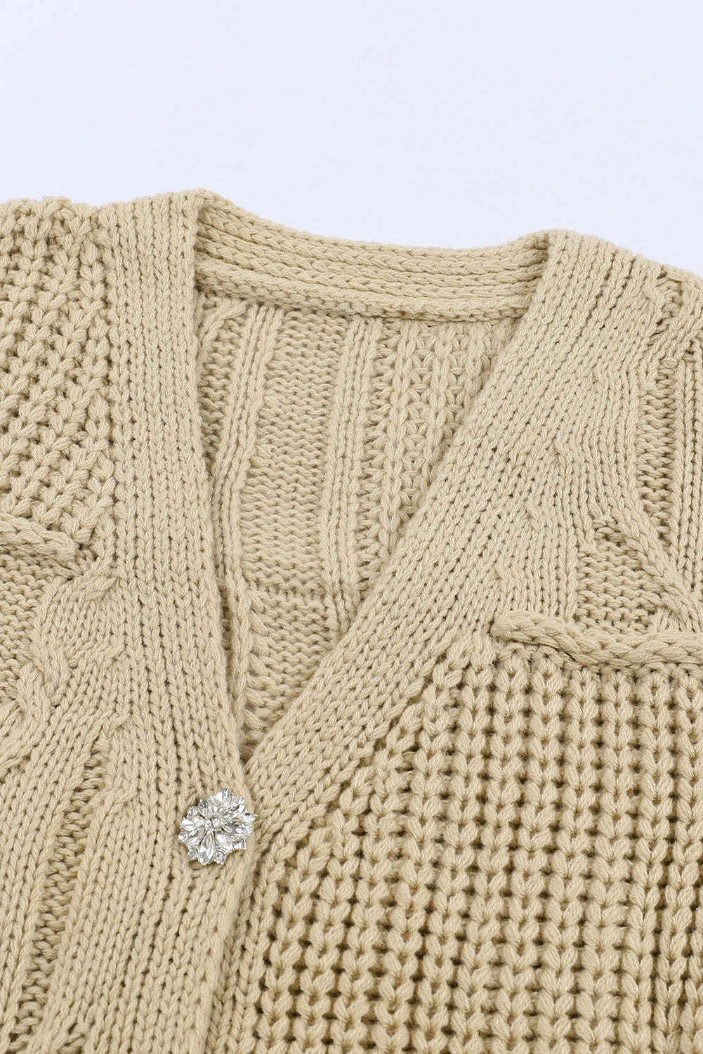 Apricot Buttons Front Patterned Texture Knit Cardigan-yoyobikini