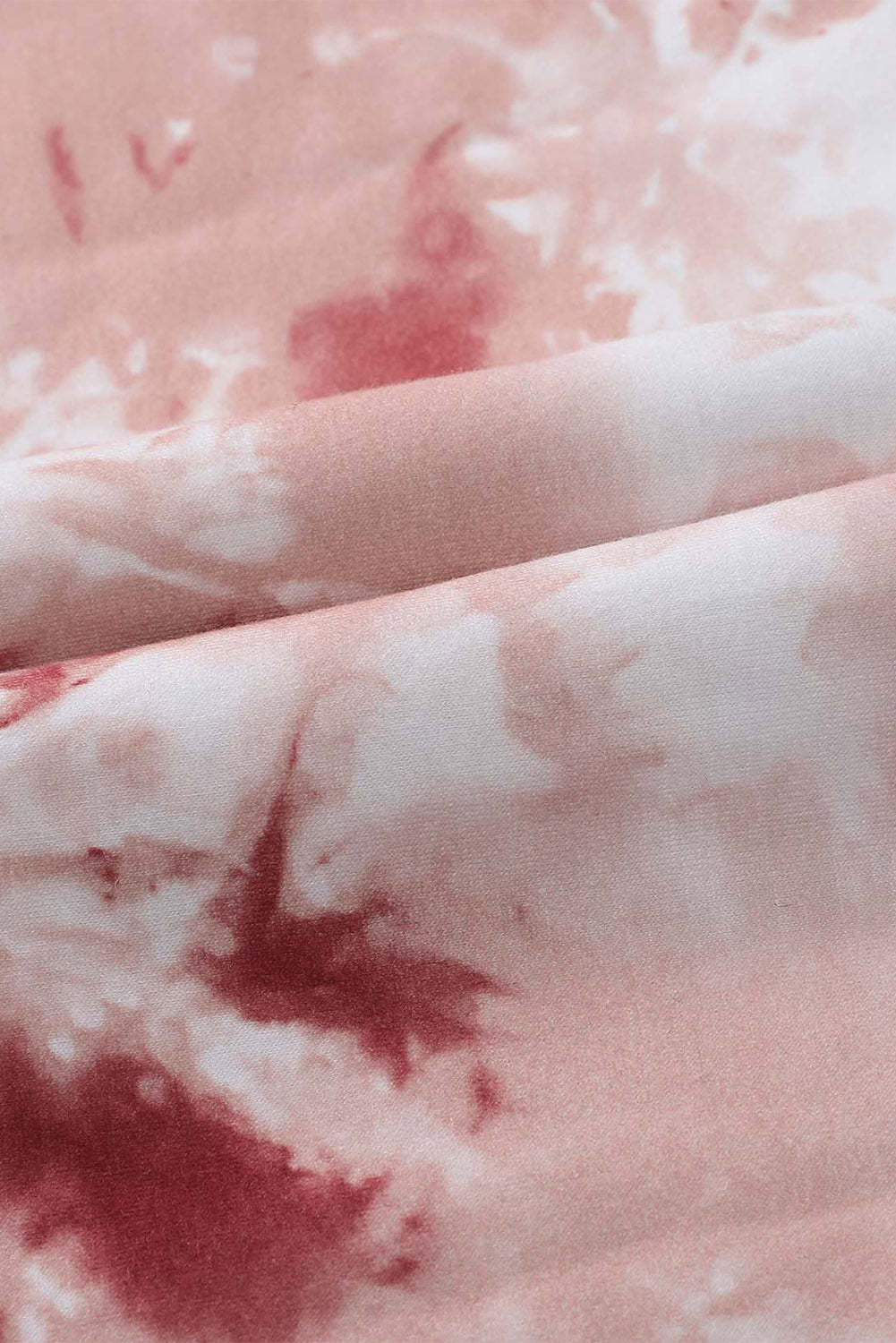 Red Tie Dye Crew Neck Long Sleeve Top-yoyobikini