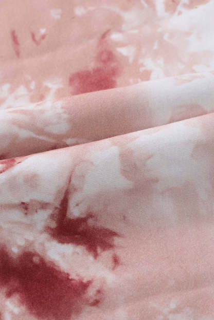 Red Tie Dye Crew Neck Long Sleeve Top-yoyobikini