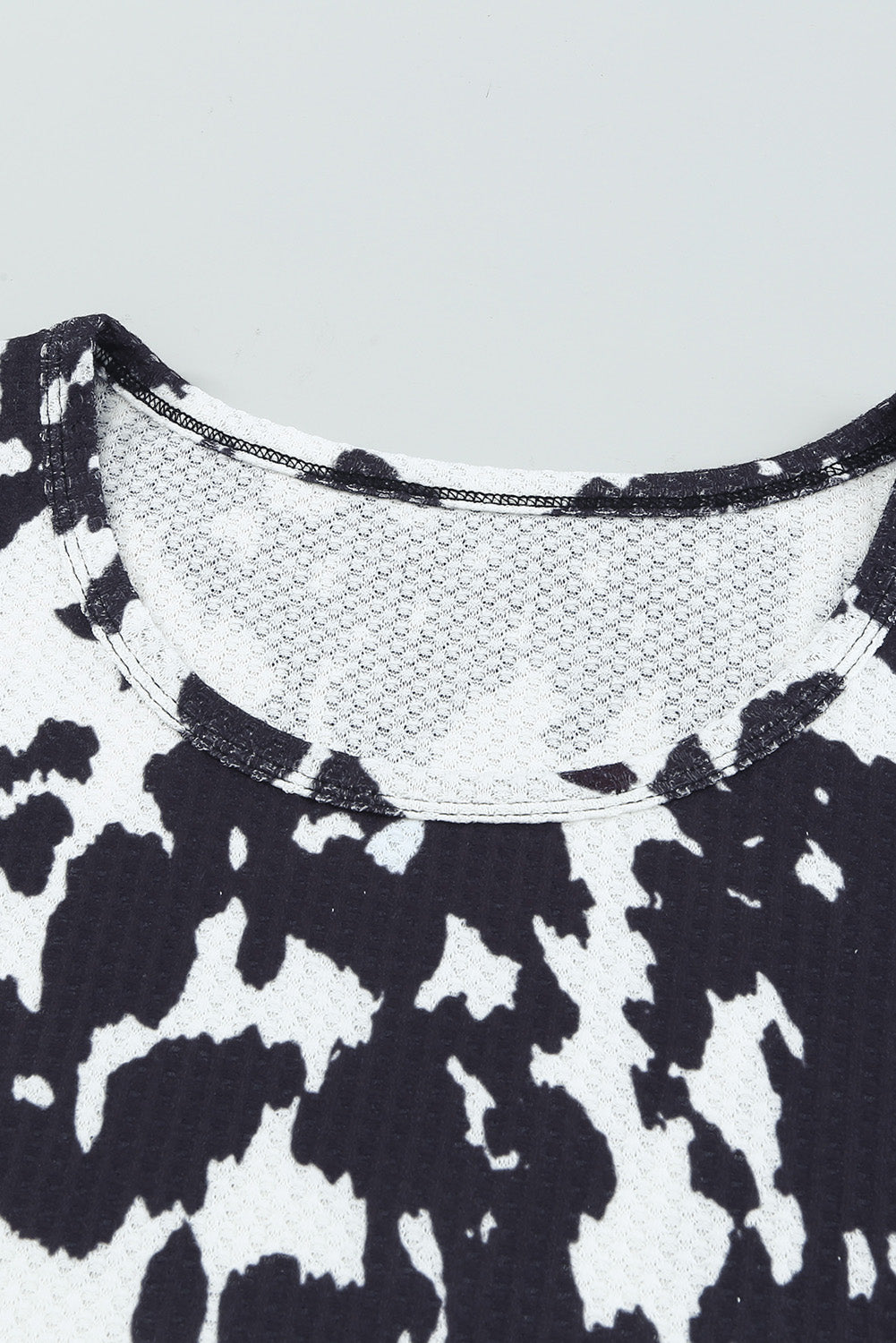 Cow Print U Neck Long Sleeve Top-yoyobikini