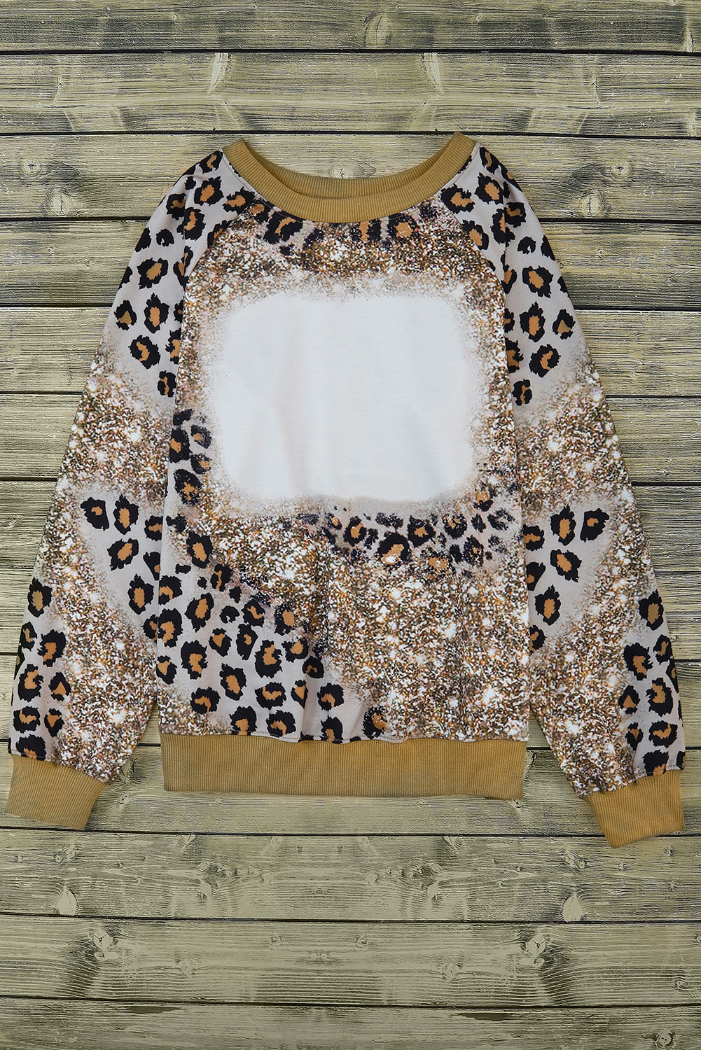 Leopard Print Bleached Long Sleeve Top-yoyobikini