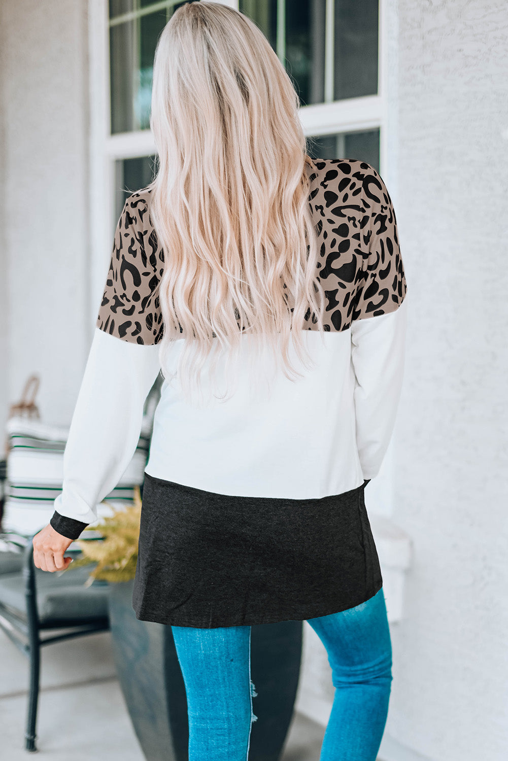 Leopard Block Cardigan with Pockets-yoyobikini