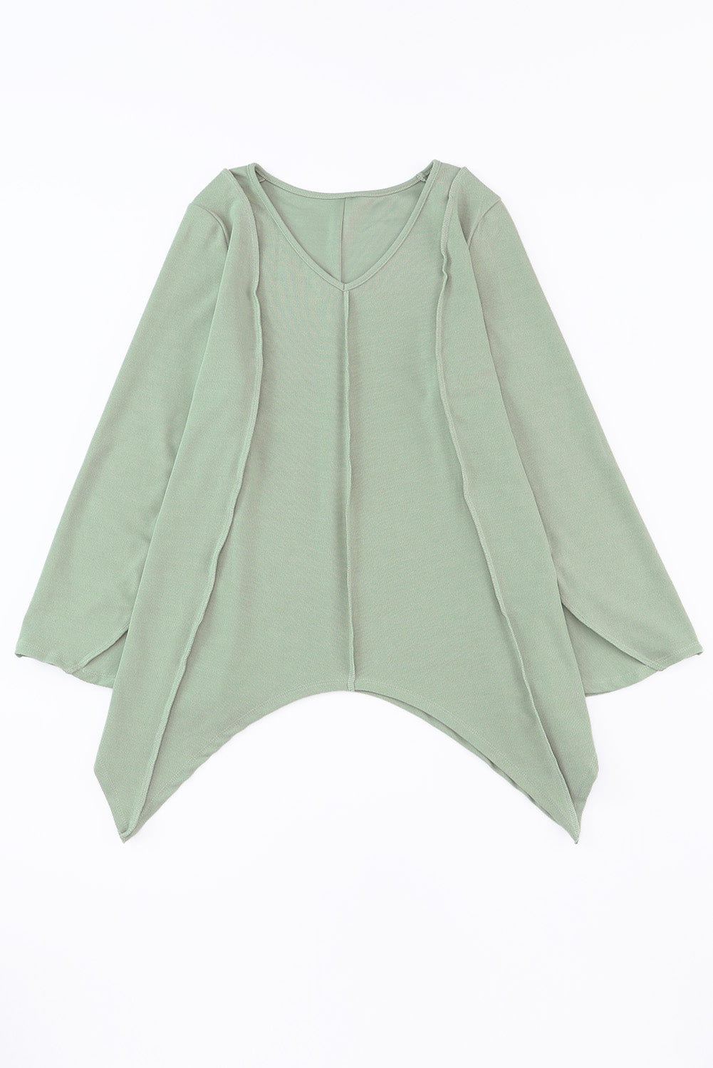 Green Ribbed Expose Seam Bell Sleeve Top-yoyobikini