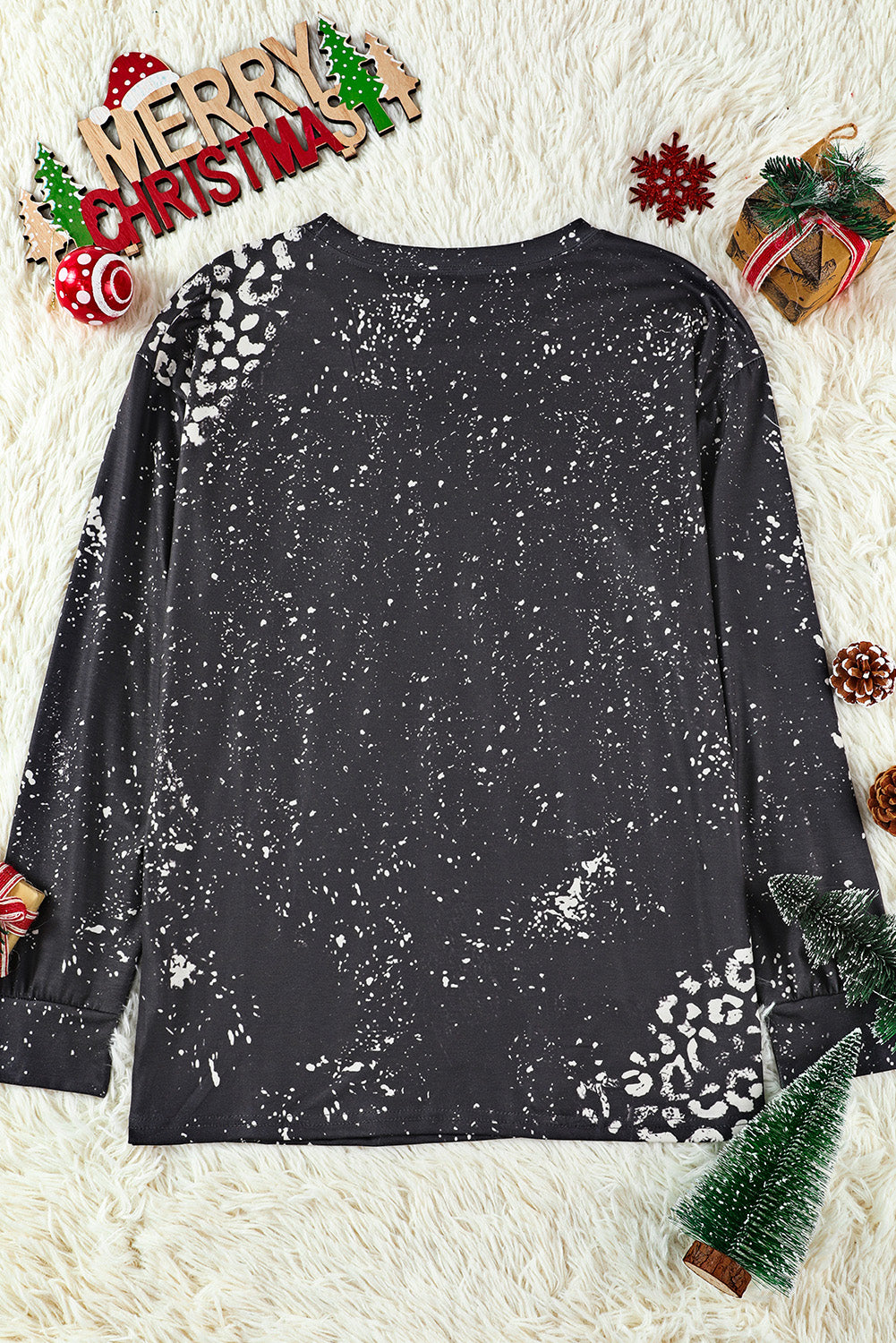 Black Retro Bleached Leopard Spot Pullover-yoyobikini
