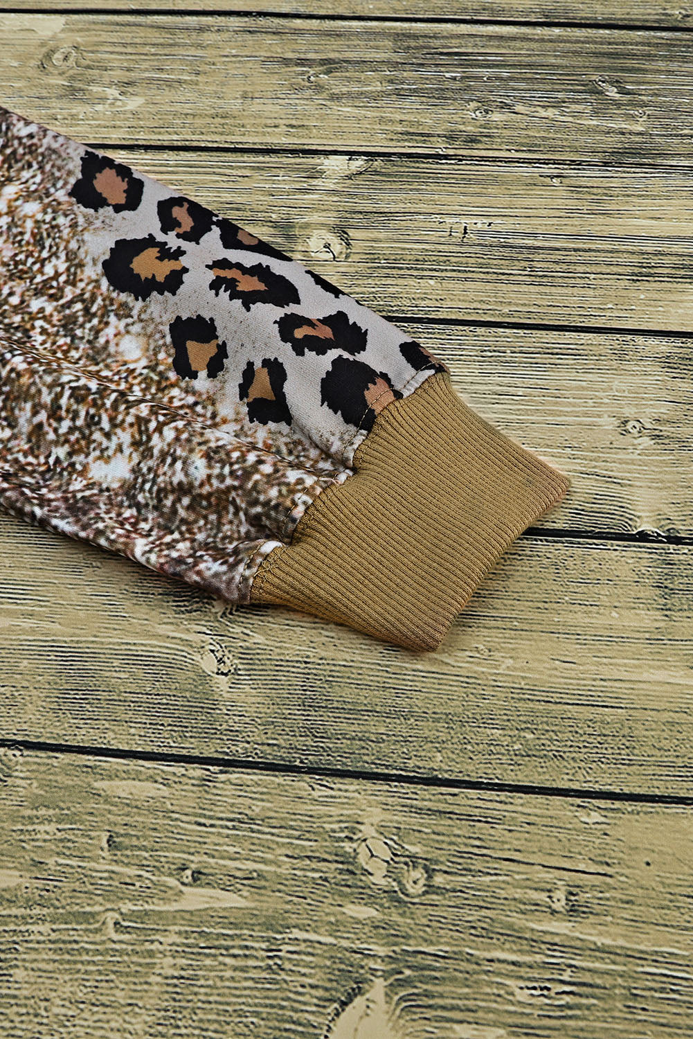 Leopard Print Bleached Long Sleeve Top-yoyobikini