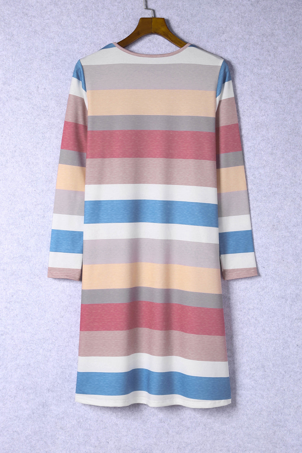 Rainbow Long Sleeve Stripes Mini Dress-yoyobikini