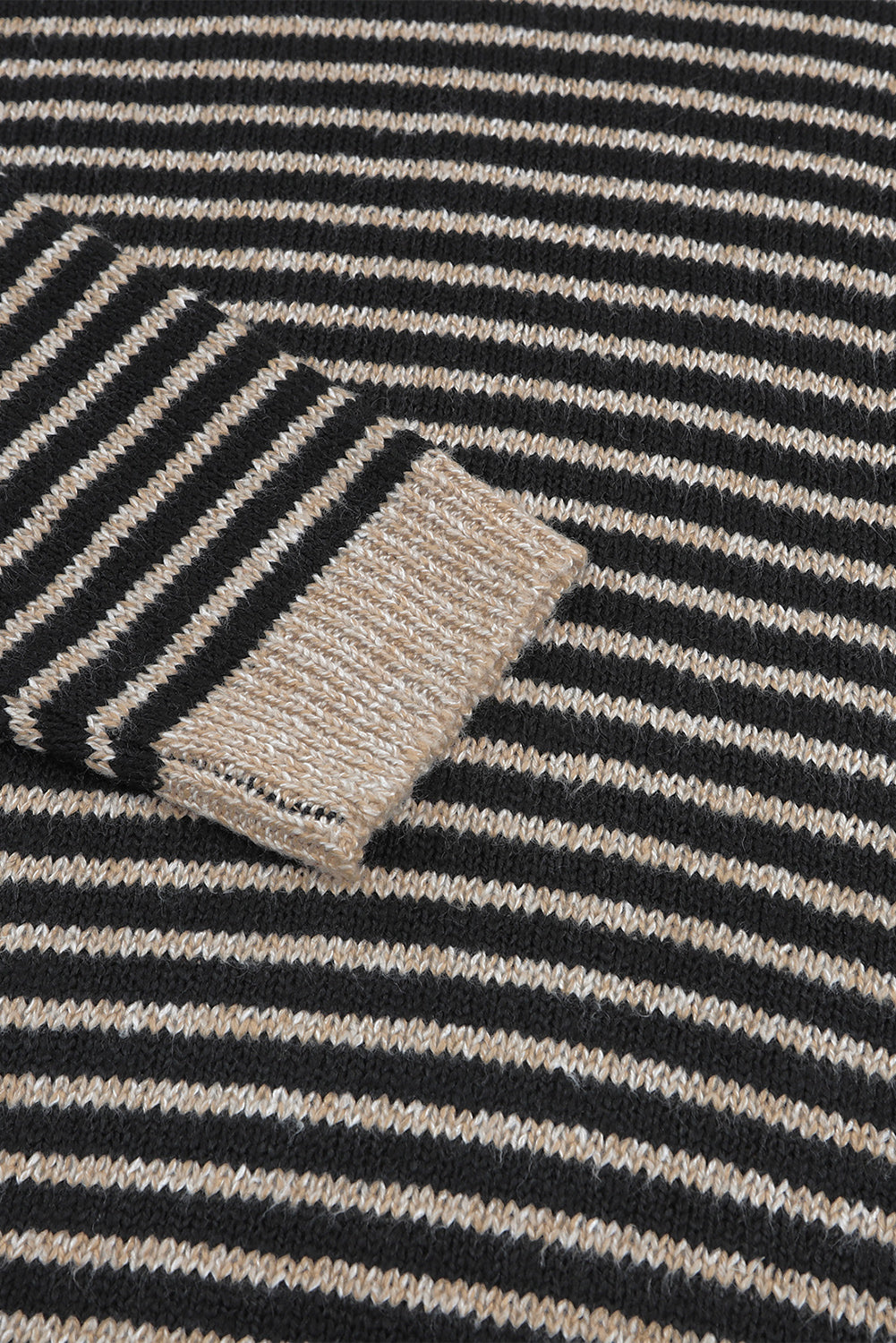 Black Striped Turtleneck Loose Sweater-yoyobikini