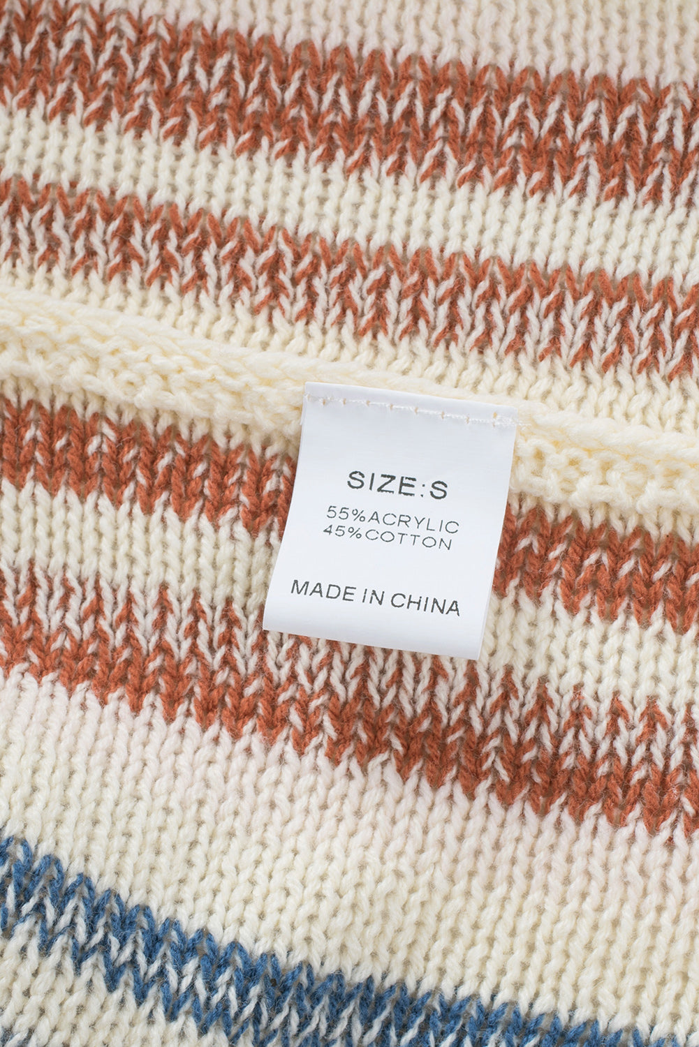 Multicolor Striped Knit Kangaroo Pocket Hooded Sweater-yoyobikini
