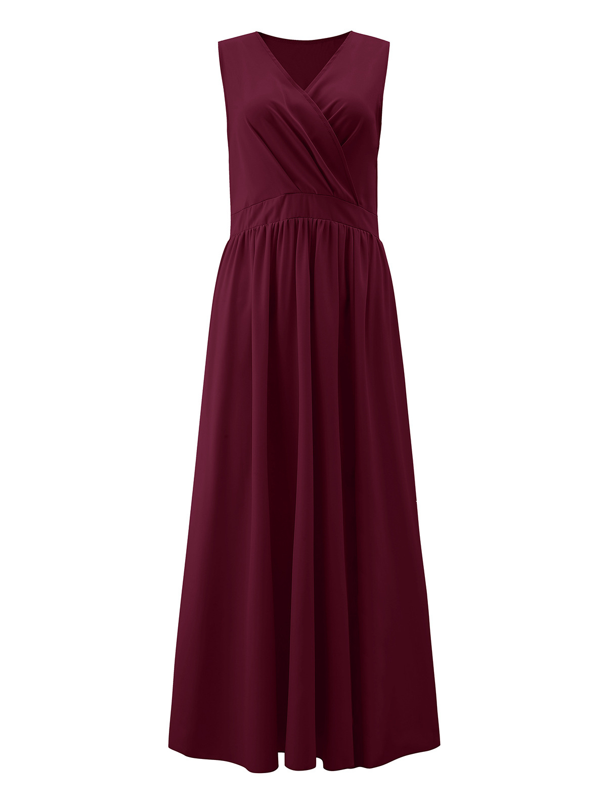 Party Dresses Burgundy V-Neck Sleeveless Long Semi Formal Dress