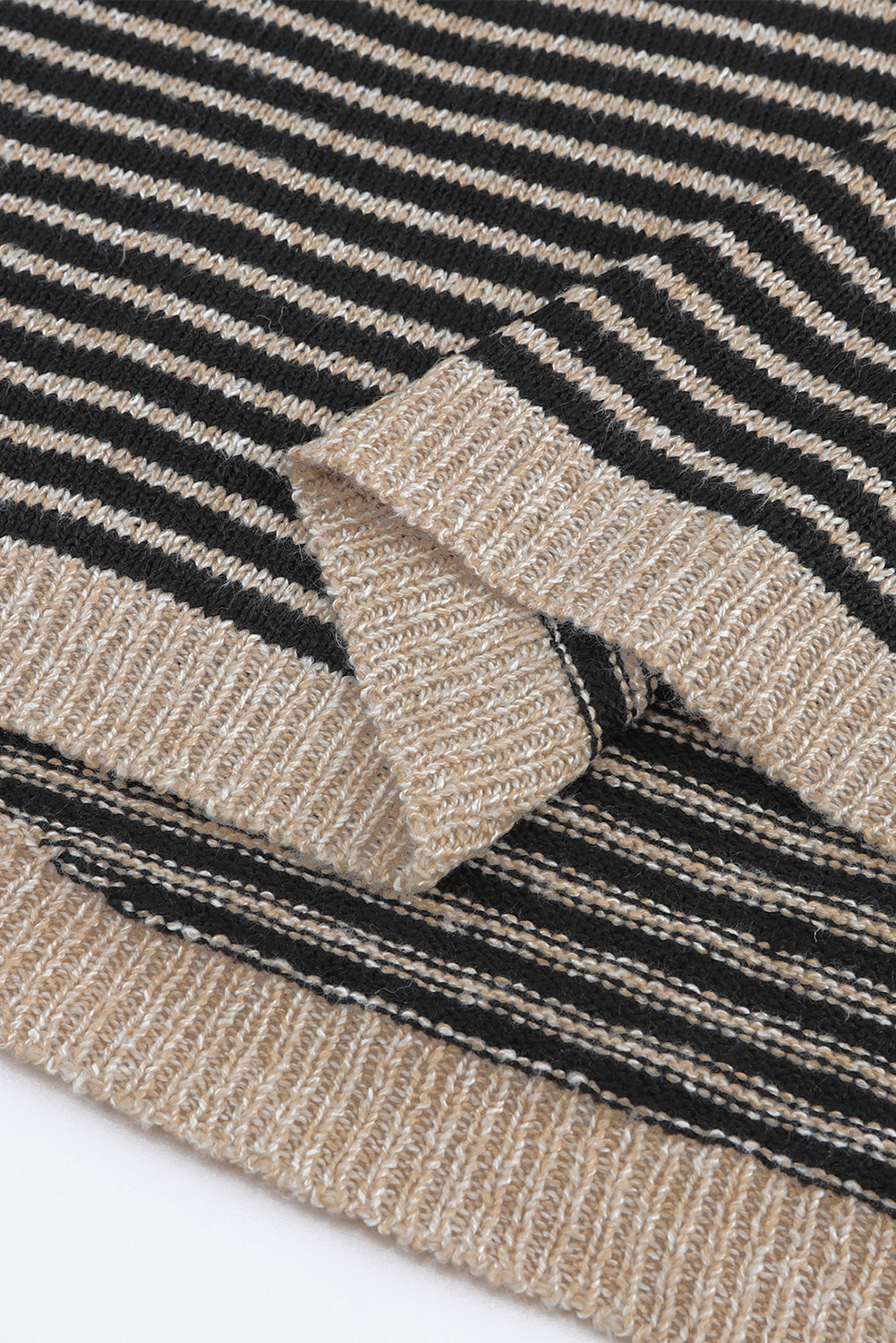 Black Striped Turtleneck Loose Sweater-yoyobikini