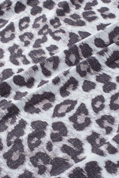 Rose Tie Dye Leopard Patchwork Pocket V Neck Top-yoyobikini