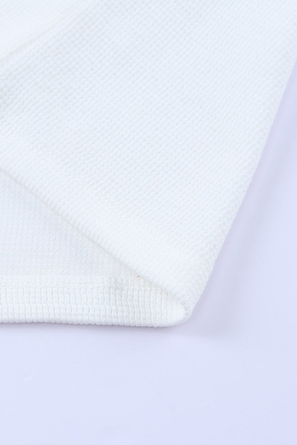 White Waffle Knit Henley Top-yoyobikini