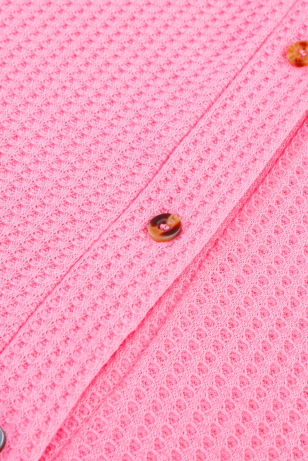 Pink Waffle Knit Dropped Shoulder Cardigan-yoyobikini