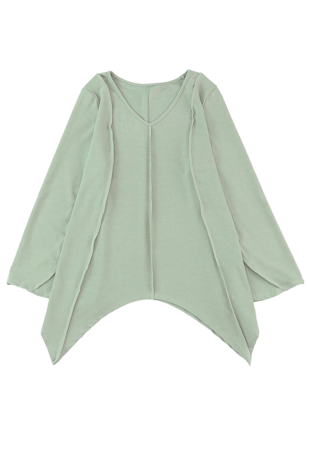 Green Ribbed Expose Seam Bell Sleeve Top-yoyobikini