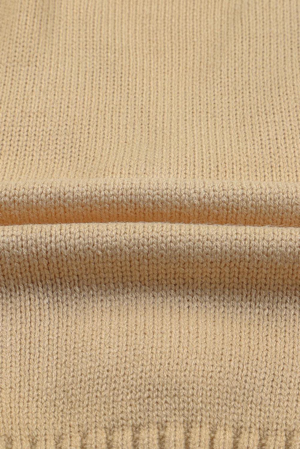 Beige Front Pockets Buttons Textured Cardigan-yoyobikini