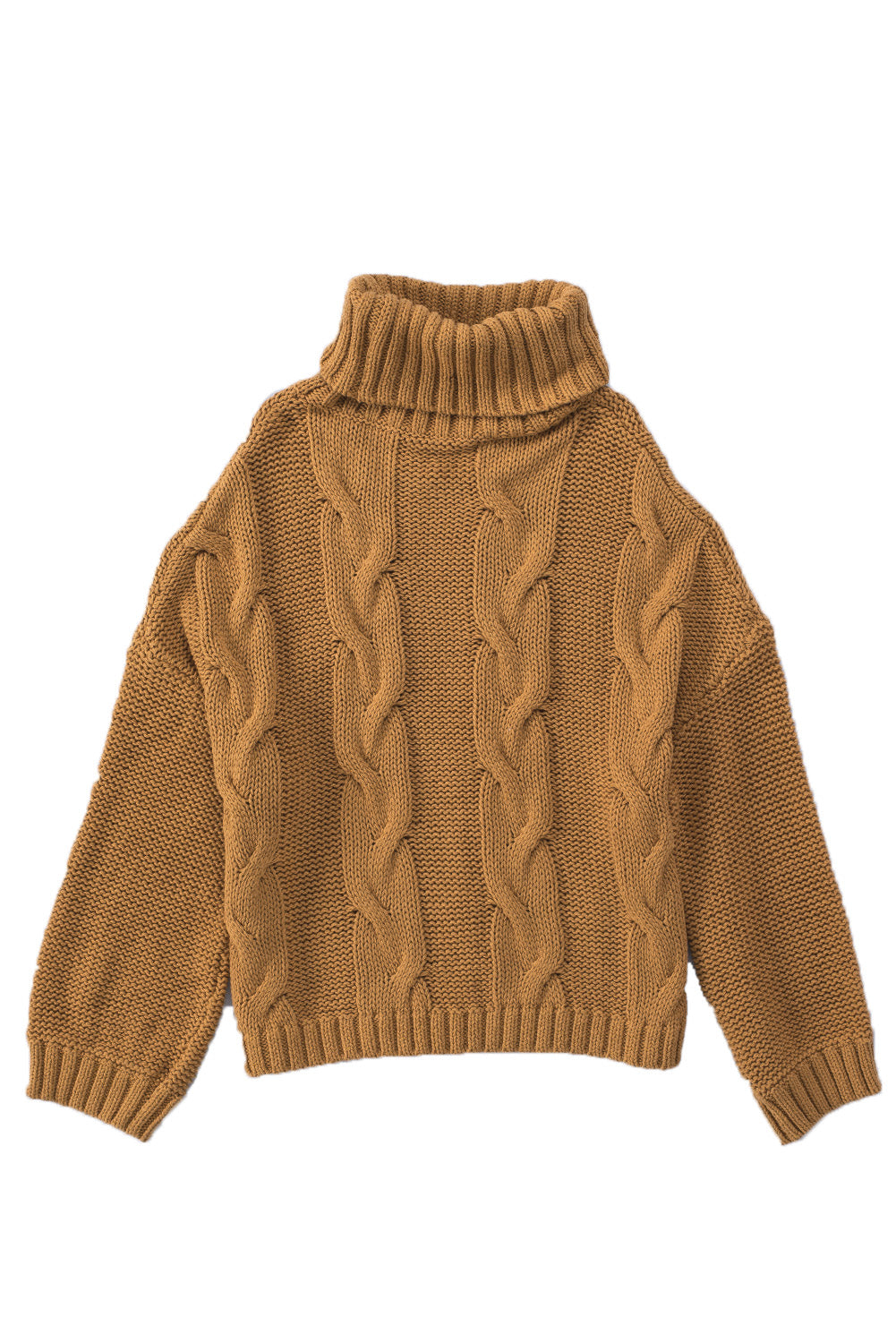 Cuddle Weather Cable Knit Handmade Turtleneck Sweater-yoyobikini