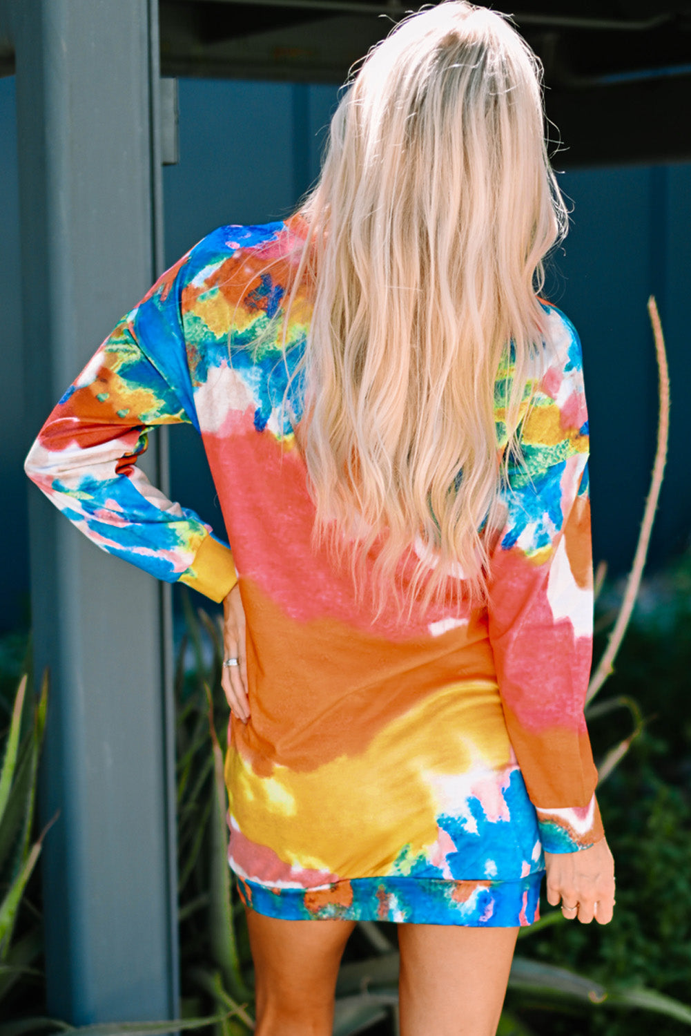 Multicolor Tie Dye Pocketed T Shirt Mini Dress-yoyobikini