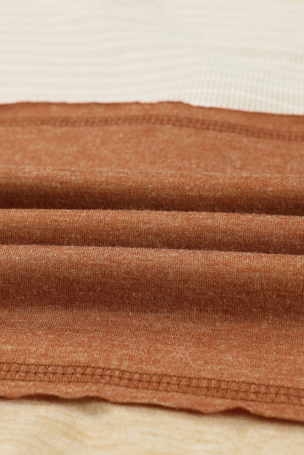 Orange Striped Color Block Henley Top-yoyobikini
