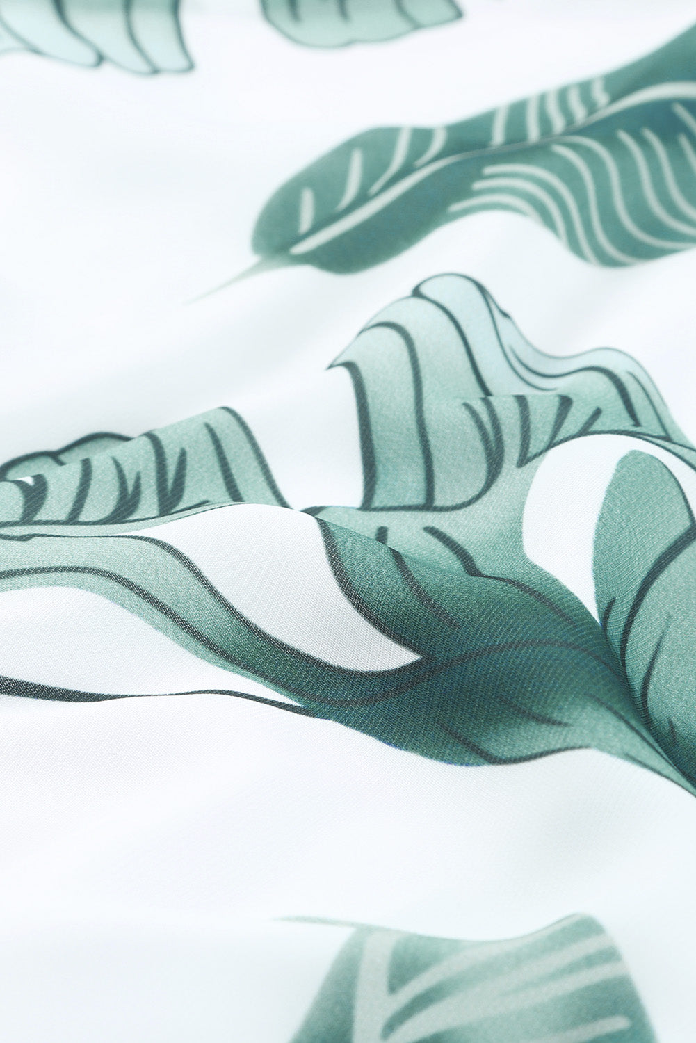Palm Tree Leaf Print Ivory Sleeveless Dress-yoyobikini