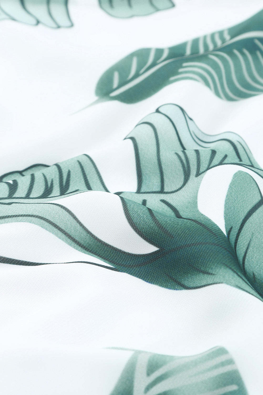 Palm Tree Leaf Print Ivory Sleeveless Dress-yoyobikini