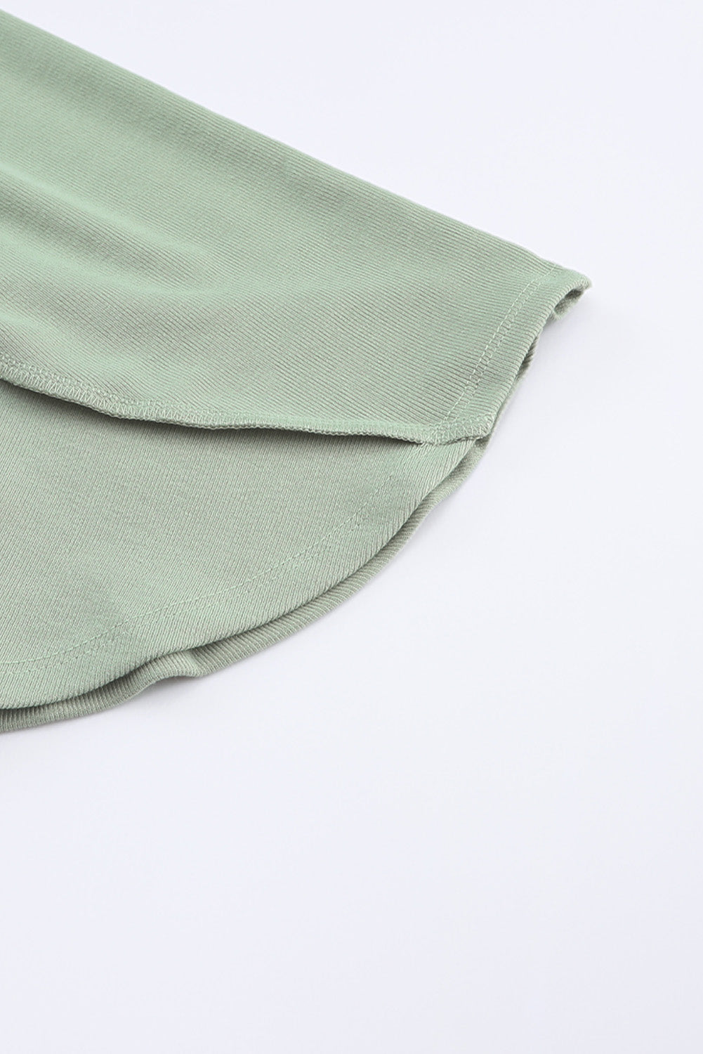 Green Ribbed Expose Seam Bell Sleeve Top-yoyobikini