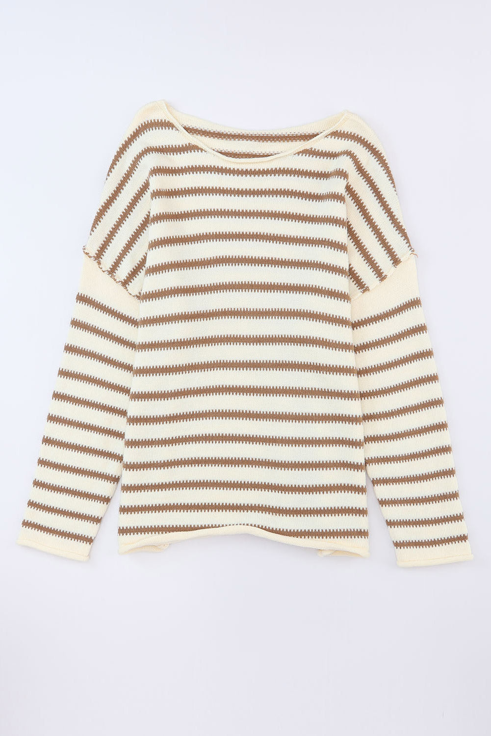 Yellow Striped Drop Shoulder Oversized Sweater-yoyobikini