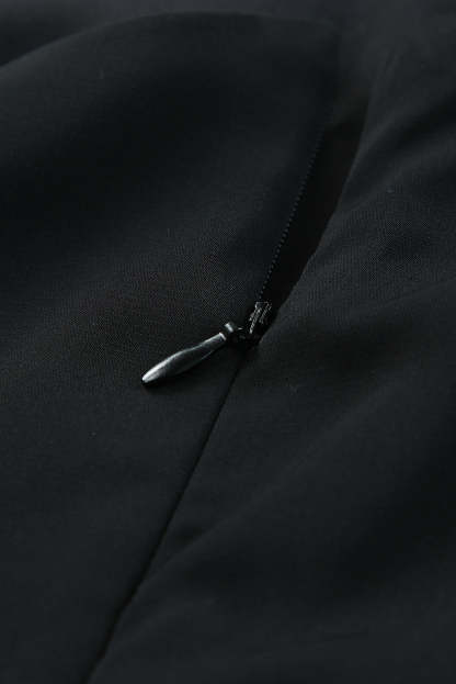 Black Single Short Sleeve Ruched Bodycon Dress-yoyobikini